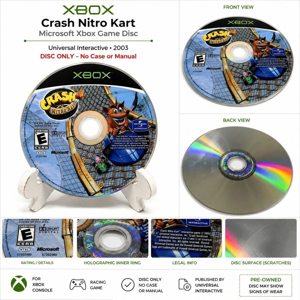 Crash Nitro Kart Microsoft‎ Xbox Original Video Game Disc Only 2003 Racing E